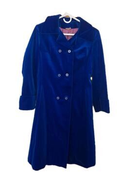 Surrey Classics 1960’s Double Breasted Blue Velvet Coat Size 8 Rare